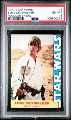 1977 Wonder Bread Star Wars Luke Skywalker #1 Rookie RC PSA 8 NM-MT - Image 1 of 2