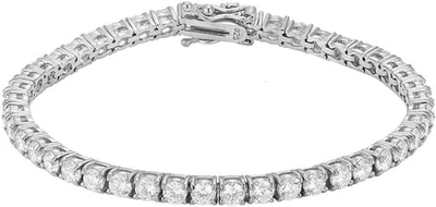 Bracciale Tennis in Argento 925 Rodiato Con Zirconi Bianchi Taglio Diamante - Immagine 1 di 4