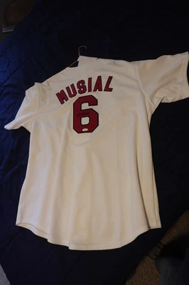 Stan Musial Autographed St Louis Cardinals Baseball Majestic XL Jersey JSA COA - Image 1 of 4