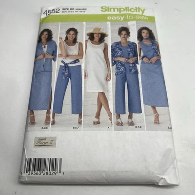 Simplicity Sewing Pattern 4552 Misses 20-28 Easy Dress Top Skirt Pants Jacket - Image 1 of 4