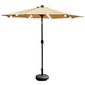 9Ft Solar Powered Lighted Patio Umbrella - Picture 1 of 15