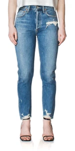 AGOLDE Jamie High-rise Classic Distressed Premium Denim Jeans Button Fly Size 24 - Picture 1 of 12