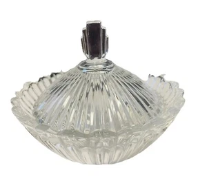 Vtg Grannycore Fluted Glass Candy Dish Fluted Scalloped Edge 4 1/2” Wide - Picture 1 of 6