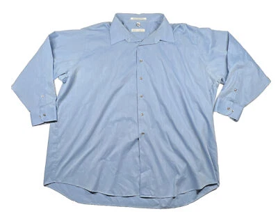 Geoffrey Beene Long Sleeve Men's 20  34/35 Button Up Shirt Blue Striped - Image 1 of 4