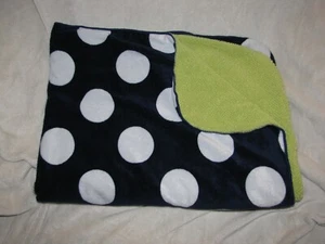 Circo Navy Blue Baby Blanket Big White Dots Green Sherpa Target Lovey Plush - Picture 1 of 4