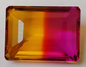 AAA+ Large Bi-color Tourmaline 106 Ct. Emerald Cut Loose Gemstone Gift for Women - Picture 1 of 7