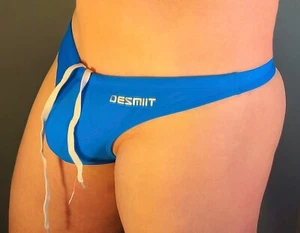 DESMIIT MENS LOW RISE SWIM THONGS-BLUE (MEDIUM 27-29) - Picture 1 of 11
