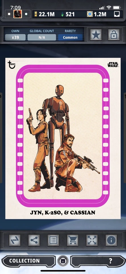 Topps Star Wars Digital Card Trader RO Pink Classic Art Jyn & K-2SO Award - Image 1 of 1
