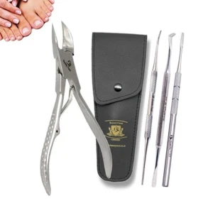 PROFESSIONAL TOE NAIL CLIPPERS SILVER FILE INGROWN TOENAIL TOOLS FOR THICK NAILS - Picture 1 of 5