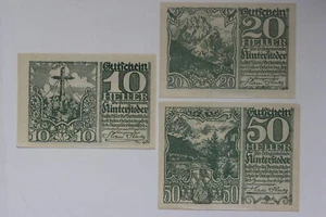 1920 Hinterstoder Austria Notgeld 10 Heller 20 Heller & 50 Heller Notes 41O9 - Picture 1 of 2