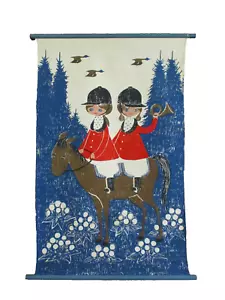 Vintage stampato a mano Aase Og Preben Jangaard ~ Cavallo da equitazione per ragazze Made in Denmark - Foto 1 di 4