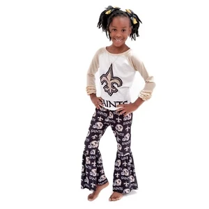 Juego inferior campana ""Volantes dorados"" manga larga para niñas de los New Orleans Saints - Imagen 1 de 6