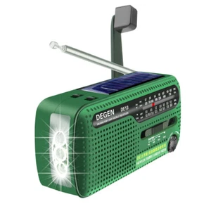 DEGEN DE13 Emergency Solar Radio FM/AM/SW Hand Crank Dynamo Receiver for Camping - Bild 1 von 10