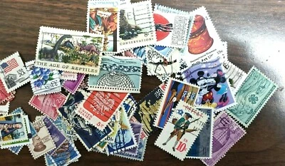 Vintage Mixed Lot Of  65 Used US Postage Stamps In Glassine Envelope FREE SHIP - Image 1 of 3