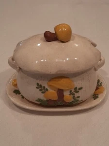 Vintage 1979 Arnels Merry Mushroom Ceramic Soup Tureen Platter Yellow No Spoon - Picture 1 of 16