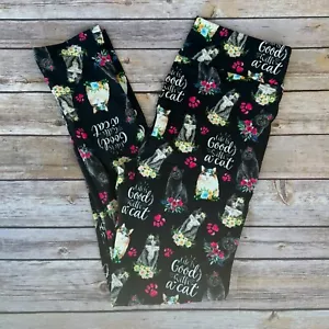 Life is Good with a Cat Damen-Leggings mit Pfotenabdruck Einheitsgröße 2-12 - Bild 1 von 3