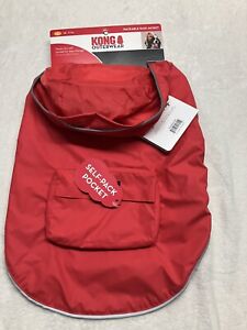 Kong Red Outerwear Self-Packable Pocket Hooded Dog Rain Jacket Small 14"-17” NEW