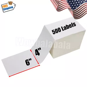 500 etiquetas de envío térmico directo Fanfold 4" x 6" para impresoras Zebra y persianas enrollables - Imagen 1 de 10