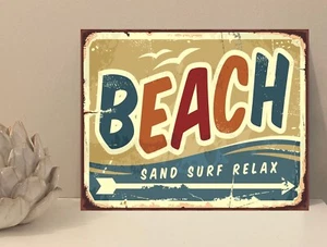 1x Letrero de placa de metal rústico retro Beach Directions casa de regalo novedad (mt46) - Imagen 1 de 4