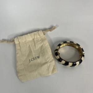 Vintage J Crew Black and White Enamel Clamper Bracelet Rare Costume Jewelry - Picture 1 of 6