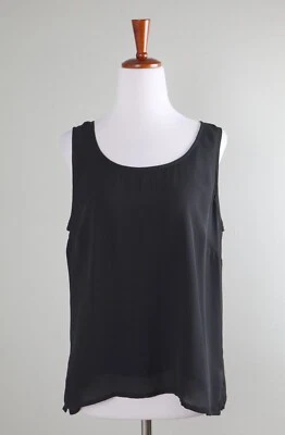 Camiseta sin mangas CITRON Santa Monica $169 negra lisa 100 % seda cuello redondo talla mediana Foto 1 de 4