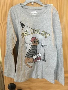 NWT Oshkosh Cats Kitty Tee Shirt Top Girls Long Sleeve Gray many sizes - Picture 1 of 1