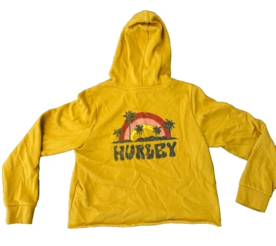 Hurley 连帽衫 尺寸 L Sunset Shroom 棕榈树 黄色截止 — 第 1/4 张图片