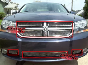 Fits Dodge Avenger Stainless Mesh Grille Combo 07-10 2010 - Picture 1 of 2