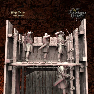 Reconquer Designs Miniatures Medieval Siege Tower Archers Climbing & Firing 28mm - Image 1 of 3