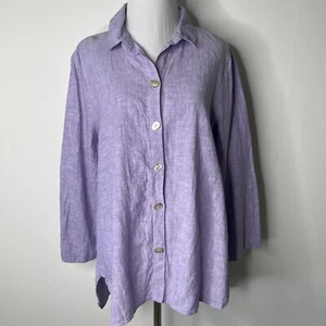 Habitat #41531 Women's Purple Button Down Linen Shoreline Tunic Size Small - Picture 1 of 8