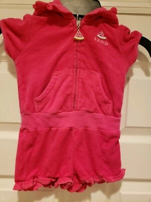 Romper curto feminino 12M Izod rosa com capuz - Imagem 1 de 2