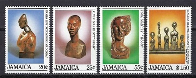 Estampillas de Jamaica SG 616-619 Sc 587-590 conjunto de edición de esculturas de Navidad 1984 MNH Foto 1 de 2