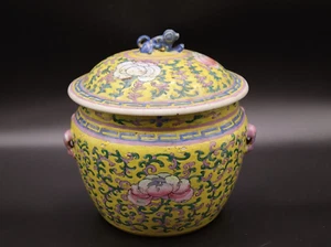 Chinese Antique Famille Rose Porcelain Jar With Flowers - Picture 1 of 12