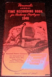 RAILWAY EMPLOYEE'S 1948 MINT ANNUAL TIME RECORDING BOOK RAILROAD PAY RATES - Picture 1 of 5