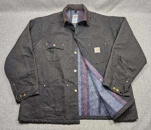 Carhartt Jacket Mens 2XL Tall Black Blanket Lined Chaore Coat Workwear VTG USA - Picture 1 of 8