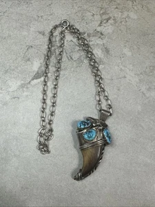 Vintage Indianer Navajo Sterlingsilber Türkis Halskette signiert K - Bild 1 von 14