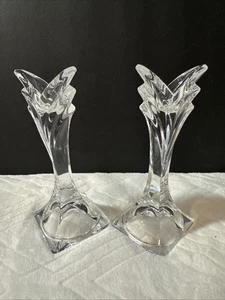 "Juego de 2 candelabros cónicos de cristal pequeños MIKASA Art Deco Eslovenia 5,5""" - Imagen 1 de 8