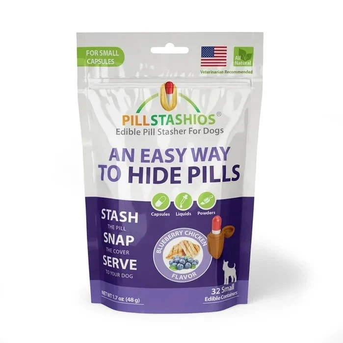 Pillstashios Bolsillos para Pastillas para Perros Pequeños 32 Contenedores Comestibles Pollo Arándano Foto 1 de 1
