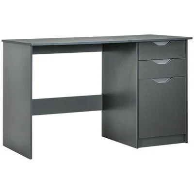 Stylish Grey Computer Desk With Drawers, Sleek Finish, Home Office Workstation - Image 1 of 4
