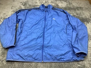 Chaqueta cortavientos Adidas XL azul cremallera completa simulada bolsillos en el cuello - manchada - Imagen 1 de 7