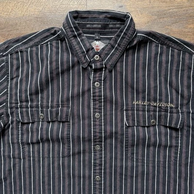 Camisa de motociclista vintage de los años 2000 XL Harley Davidson bordada con botones Foto 1 de 4