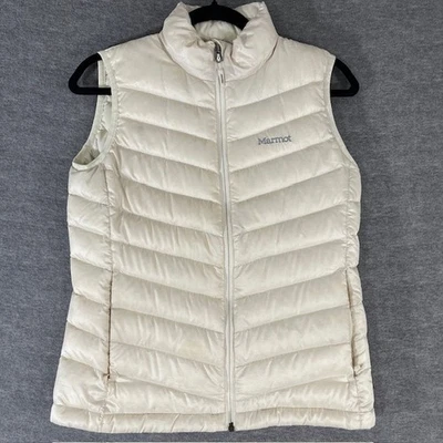 Marmot 800 Fill Goose Down Puffer Vest Women's Size XS Quilted Ivory Full Zip - Image 1 of 4