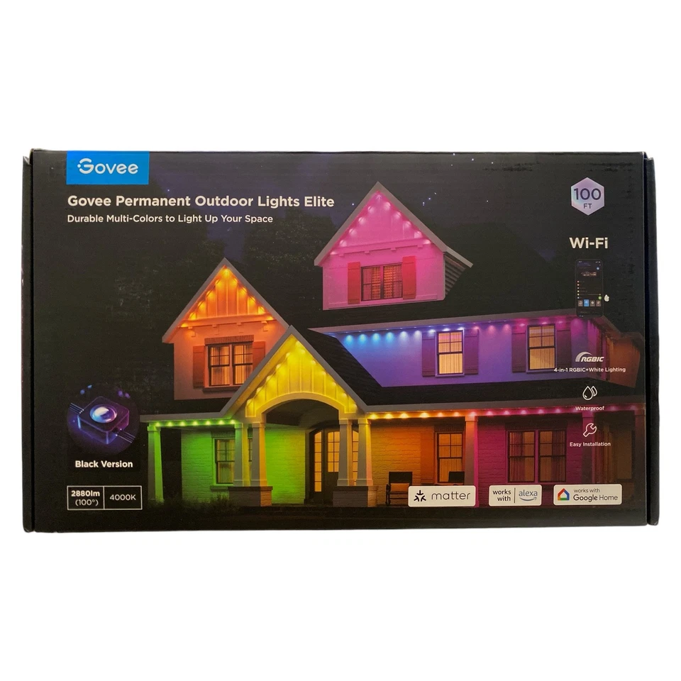 Govee 100ft RGBICW Black Version Permanent Outdoor Lights Elite