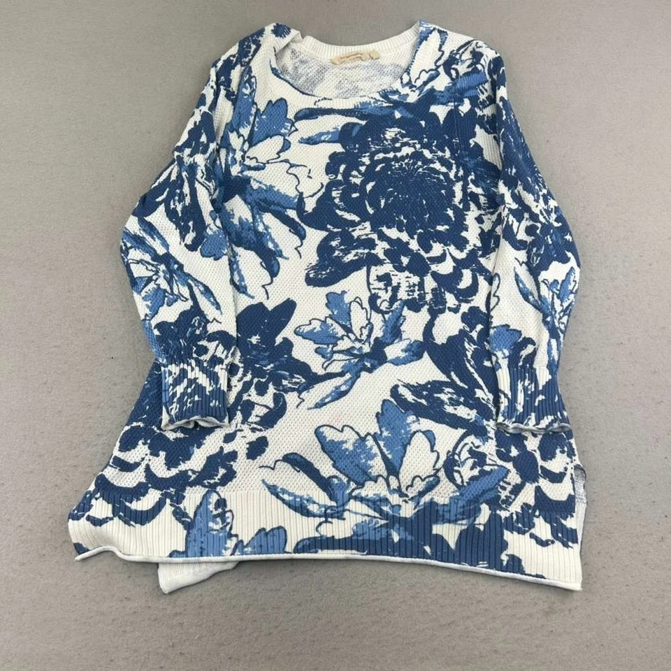 Suéter térmico Soft Surroundings para mujer 1X azul floral manga larga Foto 1 de 4