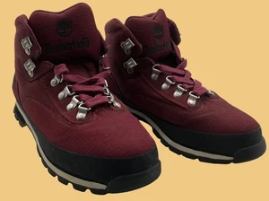 TIMBERLAND Mens Euro Hiker Burgundy Hiking Boots Mens Size 8 Some Wear - Picture 1 of 10