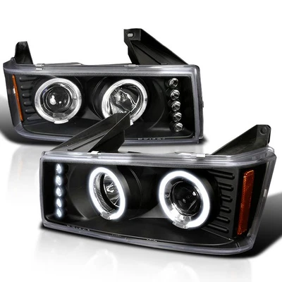 Black Fits 2004-2012 Chevy Colorado Canyon Led Halo Projector Headlights Lamps - Image 1 of 4