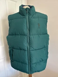 US Polo Assn. Puffer Jacket Body Warmer Gilet Size L Green - Picture 1 of 13