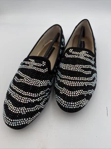 Steve Madden Zebra Studded Madee-R Smoking Loafer Size 10 - Picture 1 of 7