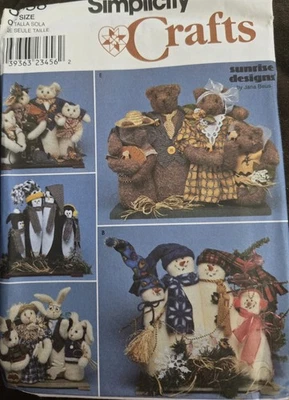 Simplicity Sewing Pattern 8938 Families Snowman Cat Bear Penguin Rabbit Uncut - Image 1 of 2