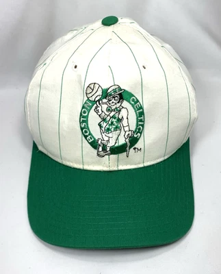 Boston Celtics NBA Hat Cap Snapback Vintage Starter White Lucky Pinstripe RARE - Image 1 of 4